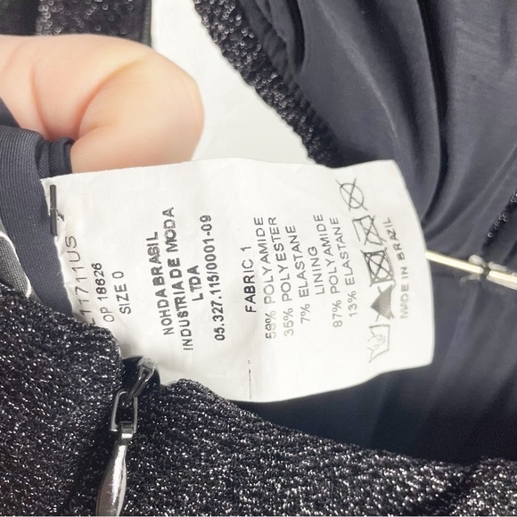 Patbo Lurex Cutout Long Sleeve Maxi Gown Dress Black Size 0 Summer Cocktail - Picture 10 of 11